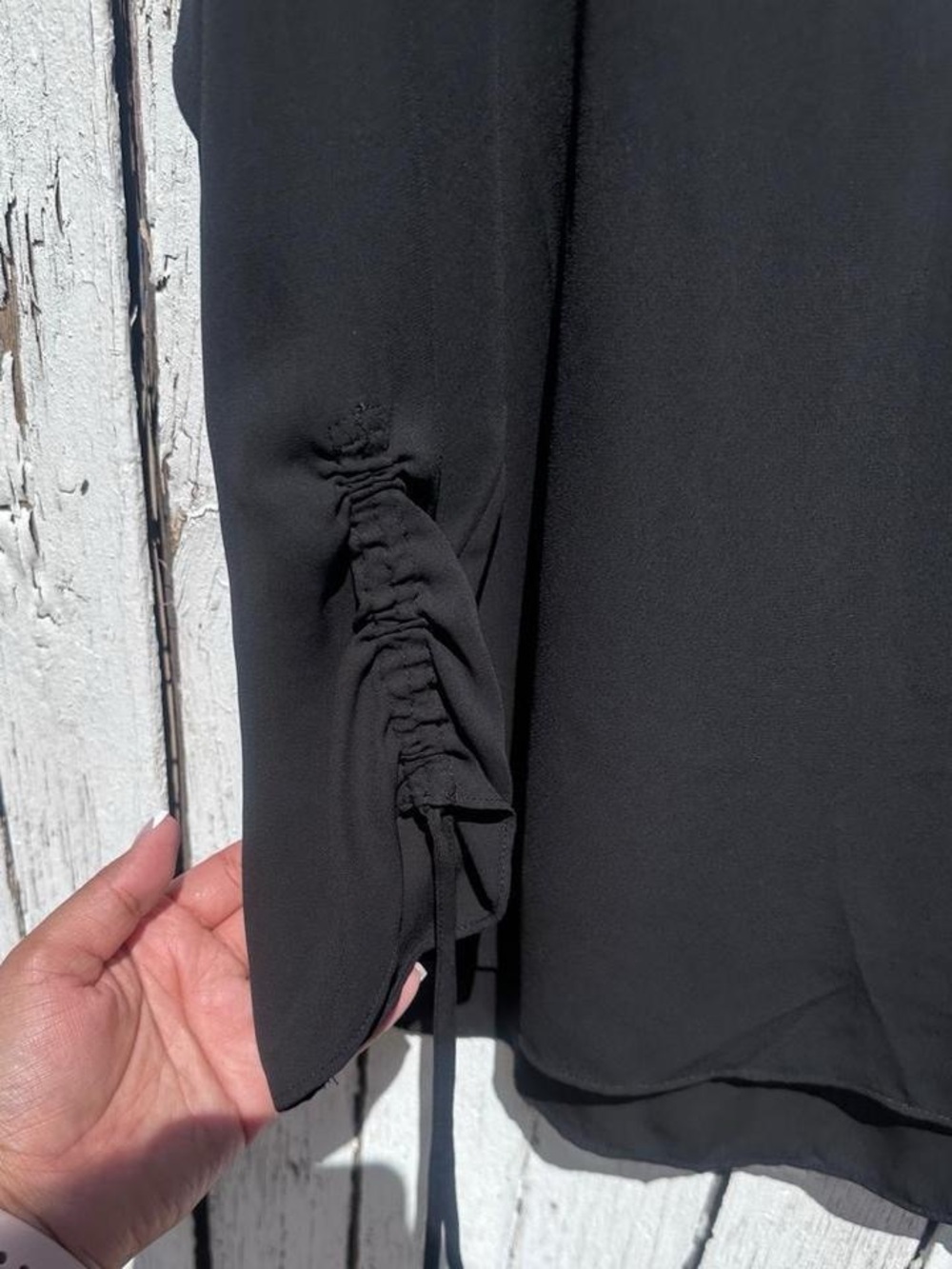 Worthington Black Long-Sleeve Zip-Front Blouse - Picture 2 of 7
